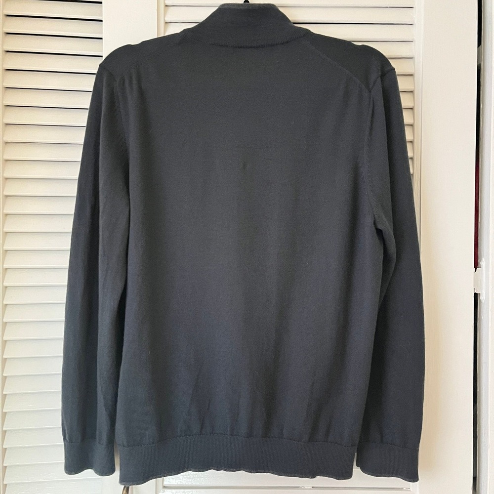 Ash & Erie Merino Wool Quarter-Zip Sweater Charcoal Gray Sz M - Picture 2 of 7